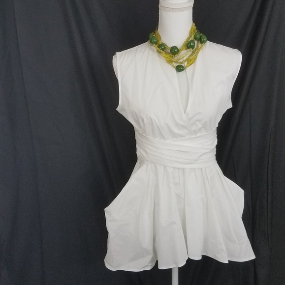 Banana Republic White High Low Top Size 4 New - Picture 1 of 8